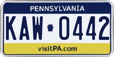 PA license plate KAW0442