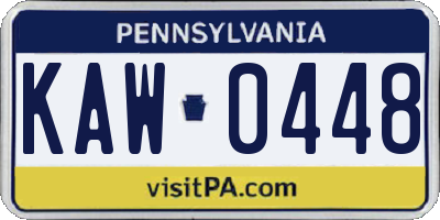 PA license plate KAW0448