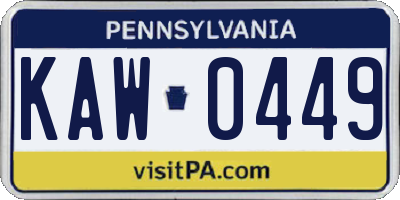 PA license plate KAW0449
