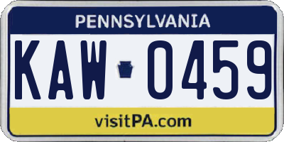 PA license plate KAW0459