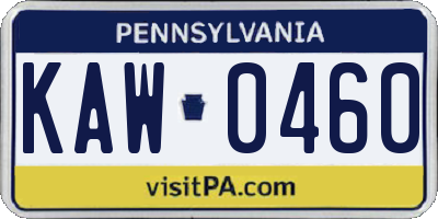 PA license plate KAW0460
