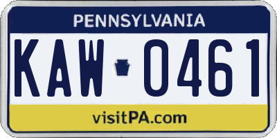 PA license plate KAW0461