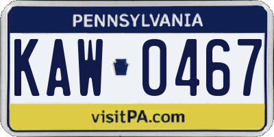 PA license plate KAW0467