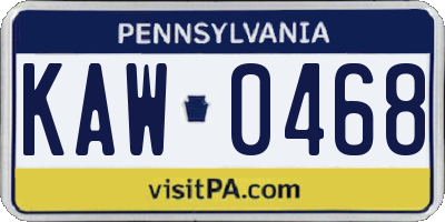 PA license plate KAW0468