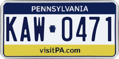 PA license plate KAW0471