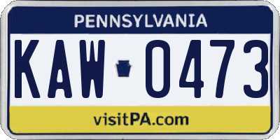 PA license plate KAW0473