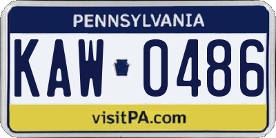 PA license plate KAW0486