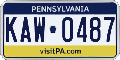 PA license plate KAW0487