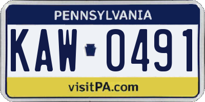 PA license plate KAW0491
