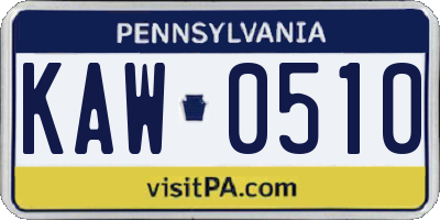 PA license plate KAW0510