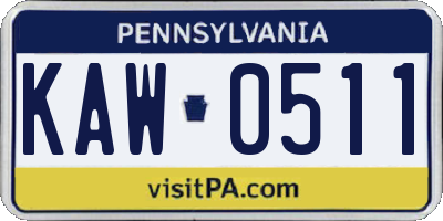 PA license plate KAW0511