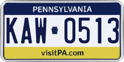 PA license plate KAW0513
