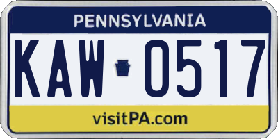 PA license plate KAW0517