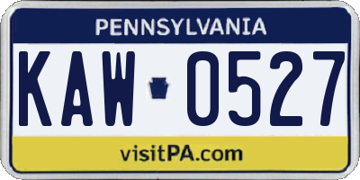 PA license plate KAW0527