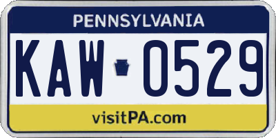 PA license plate KAW0529