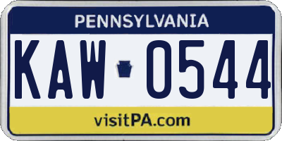 PA license plate KAW0544