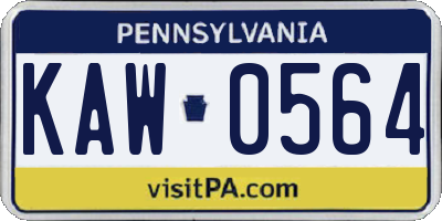 PA license plate KAW0564