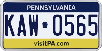 PA license plate KAW0565