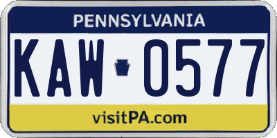 PA license plate KAW0577