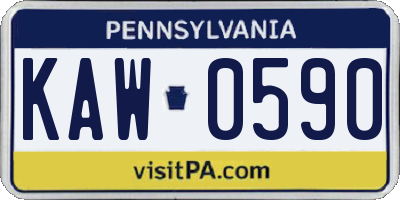 PA license plate KAW0590