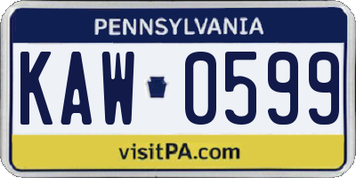 PA license plate KAW0599