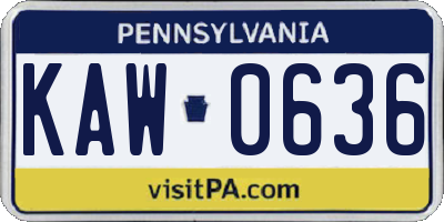 PA license plate KAW0636