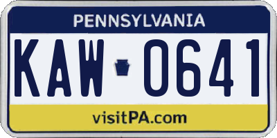 PA license plate KAW0641