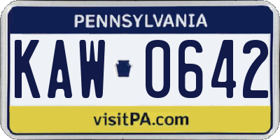 PA license plate KAW0642