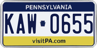 PA license plate KAW0655
