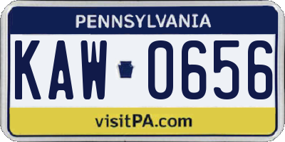 PA license plate KAW0656