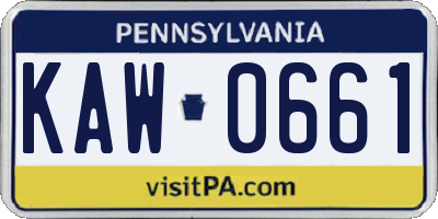 PA license plate KAW0661