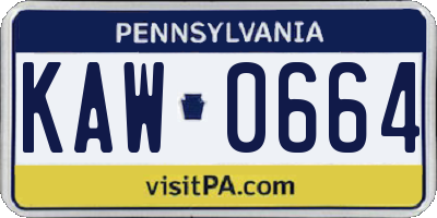 PA license plate KAW0664
