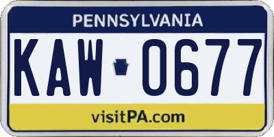 PA license plate KAW0677