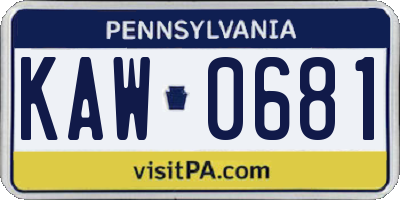 PA license plate KAW0681
