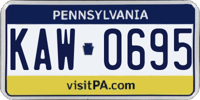 PA license plate KAW0695