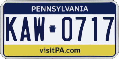 PA license plate KAW0717