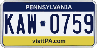 PA license plate KAW0759