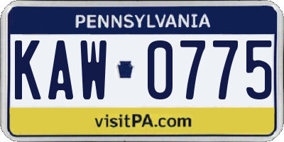 PA license plate KAW0775