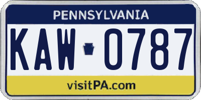 PA license plate KAW0787