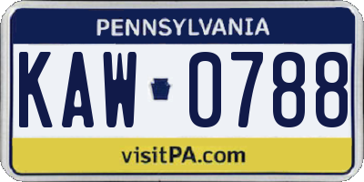 PA license plate KAW0788