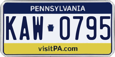 PA license plate KAW0795