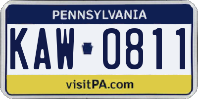 PA license plate KAW0811