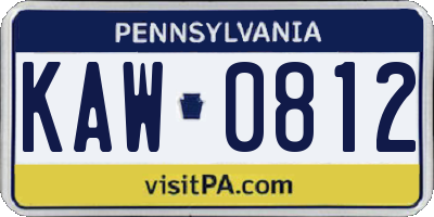 PA license plate KAW0812