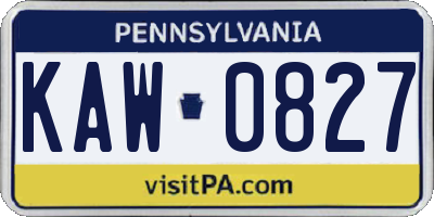 PA license plate KAW0827