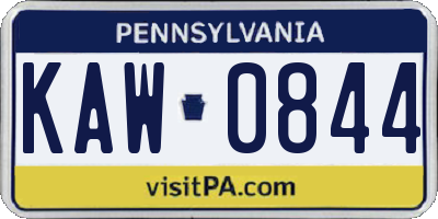 PA license plate KAW0844