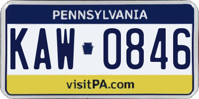 PA license plate KAW0846