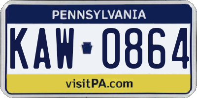 PA license plate KAW0864