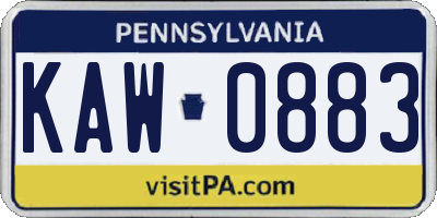 PA license plate KAW0883