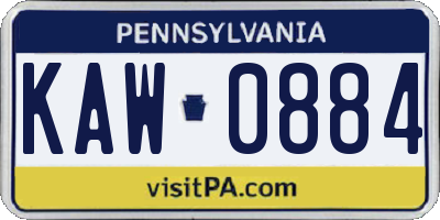 PA license plate KAW0884
