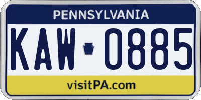 PA license plate KAW0885
